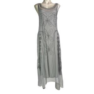 MISSLOOK beaded tulle overlay maxi dress